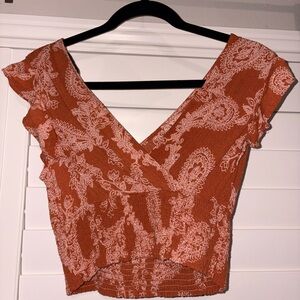 Paper Crane Terracotta Paisley Crop Top